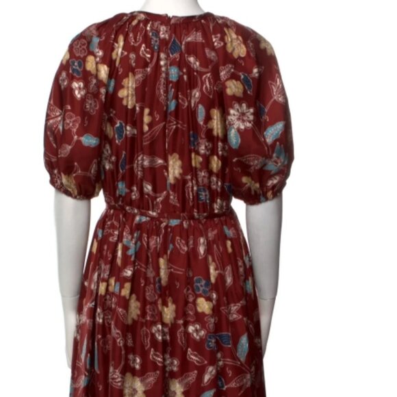 NWOT ULLA JOHNSON Cybil Silk Midi Dress in Anemone XS $765 - Picture 6 of 7